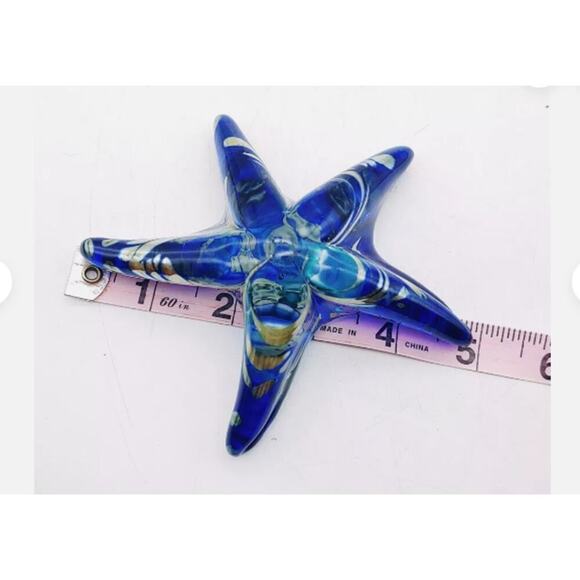 K. Howard Hand Blown Blue Art Glass Starfish 2010 Oregon Signed Art - Picture 2 of 10